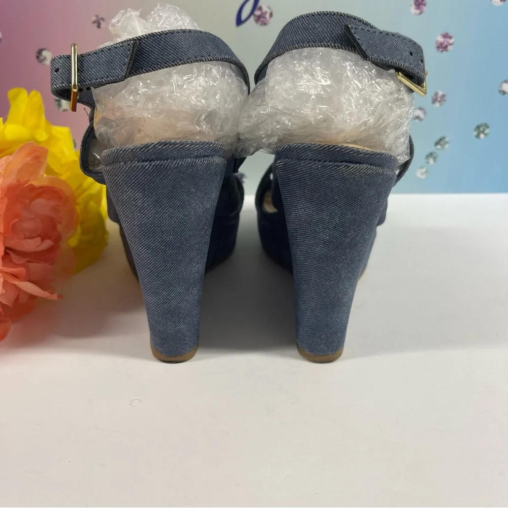 💙WASHED DENIM WEDGES